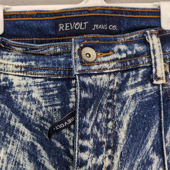 Vtg 90s Y2K Revolt Bleach Acid Wash Stretch Bootcut Jeans Sz 11/12 30x32 Grunge - Picture 2 of 6